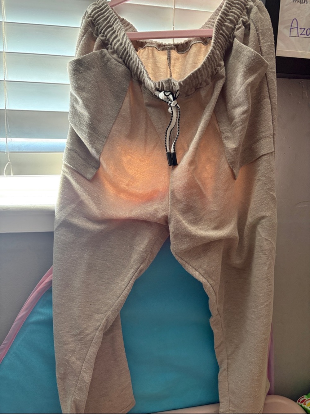 Kids Beige Drawstring Jogger Pants